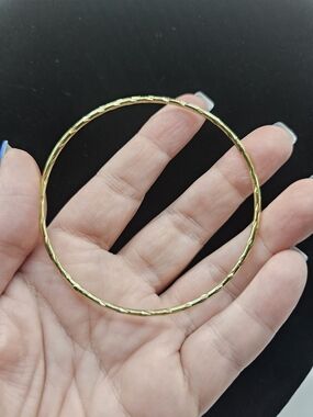 14k GF Gold Textured 3 Inch Bangle Bracelet
